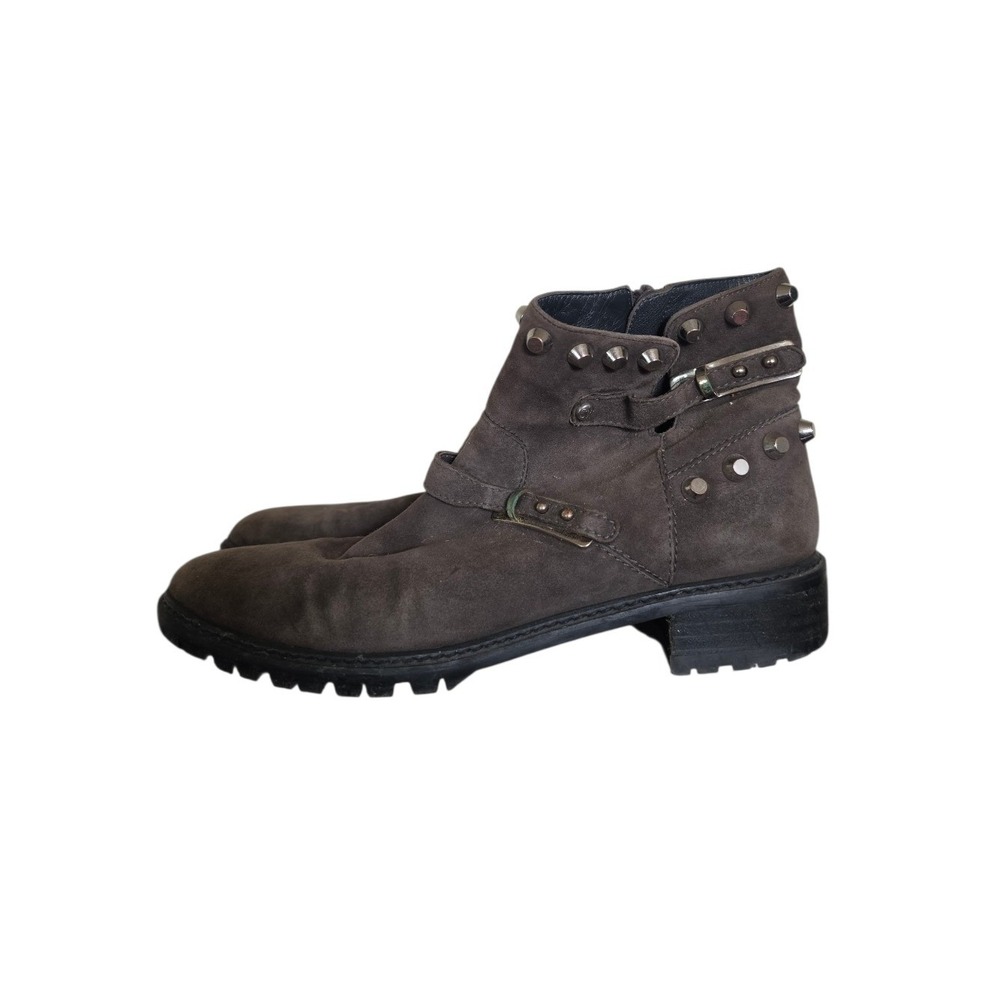 Stuart Weitzman Go West Londra Gray Brown Suede Studded Boho Boots Size 8.5
